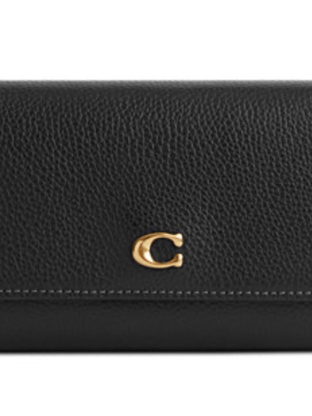Coach Black Pebbled Leather Wallet with Gold 'C' Emblem